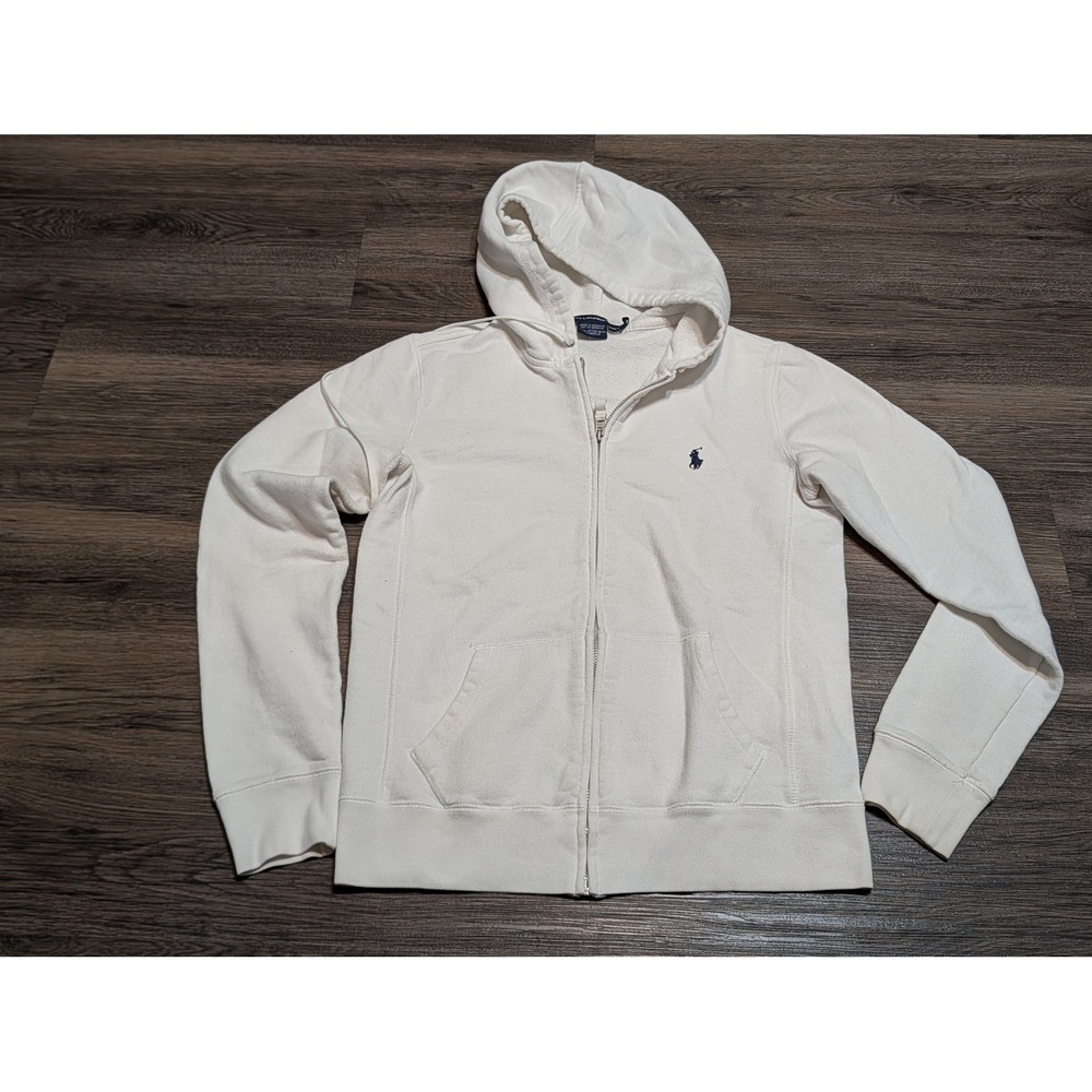 Ralph Lauren Sport Womens White Full Zip Cotton Hoodie Sweatshirt Size M